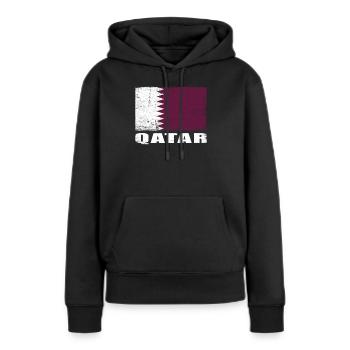 Qatar Flag Grunge Qatar Flag - Sweat à capuche Premium bio Femme - noir - Devant - Julia (174cm)