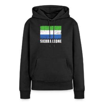 Drapeau de la Sierra Leone Grunge Drapeau de la Sierra Leone - Sweat à capuche Premium bio Femme - noir - Devant - Julia (174cm)