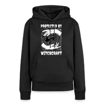 Protégé par le cadeau de sorcellerie Wicca - Sweat à capuche Premium bio Femme - noir - Devant - Julia (174cm)