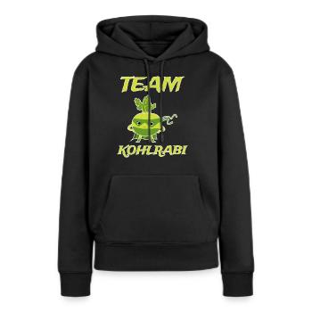 Kohlrabi Superheld Design Spruch - Frauen Premium Bio Hoodie - Schwarz - Vorne - Julia (174cm)