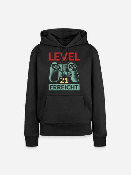 Level 21 Erreicht Gamer - Frauen Premium Bio Hoodie - Schwarz