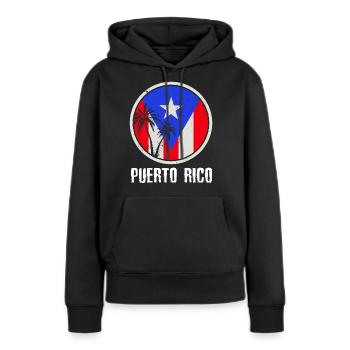 Patriotic Vintage Porto Rico Flag Rican - Sweat à capuche Premium bio Femme - noir - Devant - Julia (174cm)