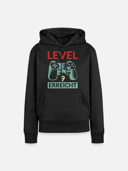 Level 9 Erreicht Gamer - Frauen Premium Bio Hoodie - Schwarz