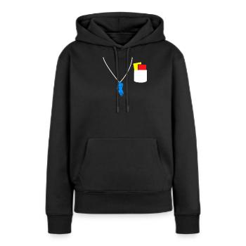 L’arbitre siffle un carton jaune carton rouge - Sweat à capuche Premium bio Femme - noir - Devant - Julia (174cm)