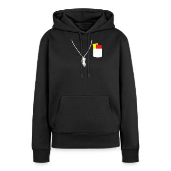 L’arbitre siffle un carton jaune carton rouge - Sweat à capuche Premium bio Femme - noir - Devant - Julia (174cm)