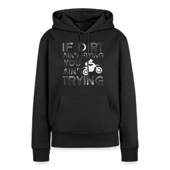 Vintage, Wenn Dreck Nicht Flieg - Frauen Premium Bio Hoodie - Schwarz - Vorne - Julia (174cm)