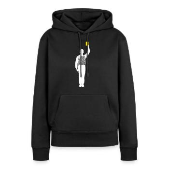 Carton jaune de l’arbitre Shiri Foul - Sweat à capuche Premium bio Femme - noir - Devant - Julia (174cm)
