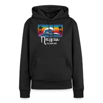Les Bahamas Nassau City Vintage Wave Art - Sweat à capuche Premium bio Femme - noir - Devant - Julia (174cm)