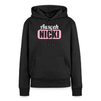 DDR Ostdeutschland Osten Ossi Ausgeh Nicki - Frauen Premium Bio Hoodie - Schwarz - Vorne - Julia (174cm)