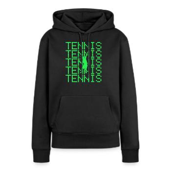 Tennis - Sweat à capuche Premium bio Femme - noir - Devant - Julia (174cm)
