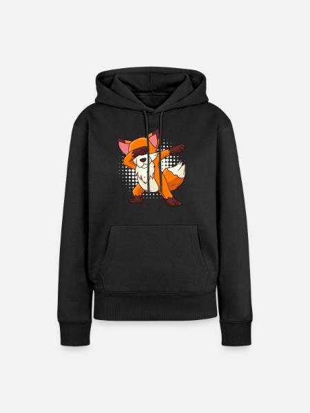 Dabbing Fuchs Kinder - Frauen Premium Bio Hoodie - Schwarz