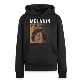 Mélanine Reine Fière Noire - Sweat à capuche Premium bio Femme - noir - Devant - Julia (174cm)