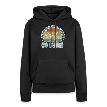Ich war damals schon der Schnellste 50. Geburtstag - Frauen Premium Bio Hoodie - Schwarz - Vorne - Julia (174cm)