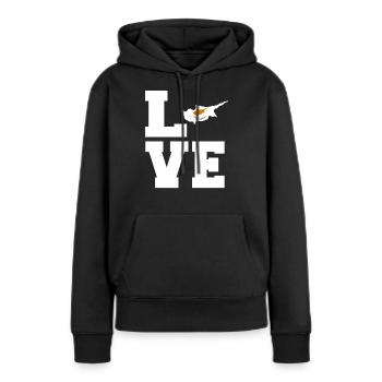 Chypre - Sweat à capuche Premium bio Femme - noir - Devant - Julia (174cm)