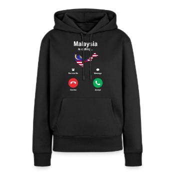 Malaisie - Sweat à capuche Premium bio Femme - noir - Devant - Julia (174cm)