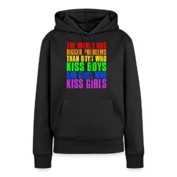 Le monde a de plus gros problèmes que les personnes LGBTQ+ - Sweat à capuche Premium bio Femme - noir - Devant - Julia (174cm)