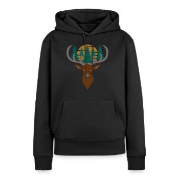 Bois de cerf rouge avec des bois de cerf - Sweat à capuche Premium bio Femme - noir - Devant - Julia (174cm)