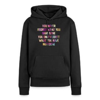 Dicton d’inspiration - Sweat à capuche Premium bio Femme - noir - Devant - Julia (174cm)