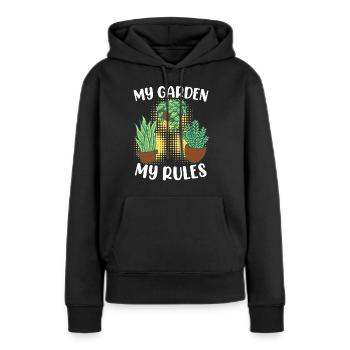 Mein Garten meine Regeln Schrebergarten - Frauen Premium Bio Hoodie - Schwarz - Vorne - Julia (174cm)