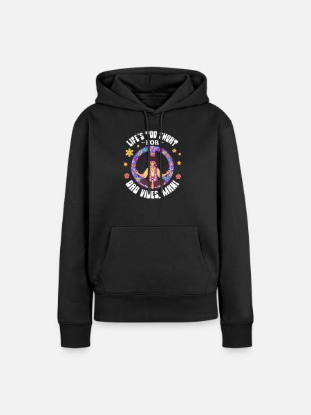Hippie Peace Flower Power Liefde Vrede Cadeau - Vrouwen Premium Bio hoodie - zwart