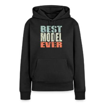 Meilleur modèle de cadeau de modèle - Sweat à capuche Premium bio Femme - noir - Devant - Julia (174cm)