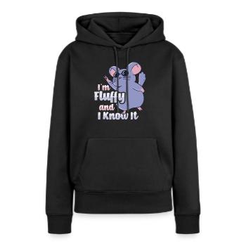 Chinchilla moelleux - Sweat à capuche Premium bio Femme - noir - Devant - Julia (174cm)
