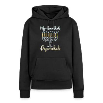 My Hanukkah Pajamakah - Menorah Lights Hanukkah - Sweat à capuche Premium bio Femme - noir - Devant - Julia (174cm)