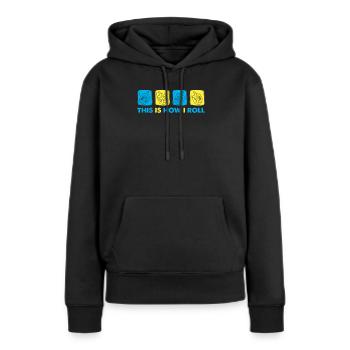 Voici comment je roule - Dreidel Menorah Hanukkah - Sweat à capuche Premium bio Femme - noir - Devant - Julia (174cm)