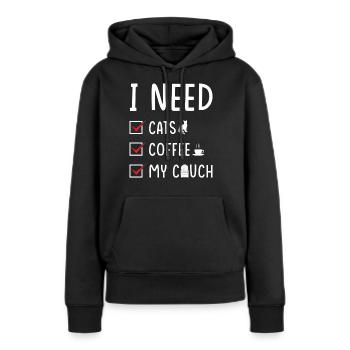 katzen Kaffee Couch - Frauen Premium Bio Hoodie - Schwarz - Vorne - Julia (174cm)