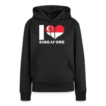 J’adore Singapour drapeau du cœur Singapour - Sweat à capuche Premium bio Femme - noir - Devant - Julia (174cm)