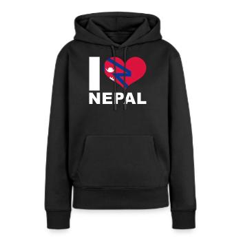 Ich liebe Nepal Herz Flagge Nepal - Frauen Premium Bio Hoodie - Schwarz - Vorne - Julia (174cm)