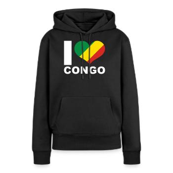 Ich liebe Kongo Herz Flagge Kongo - Frauen Premium Bio Hoodie - Schwarz - Vorne - Julia (174cm)