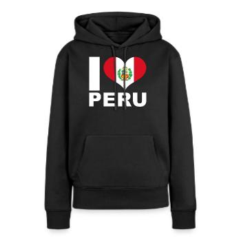 J’aime le pérou drapeau du cœur Pérou - Sweat à capuche Premium bio Femme - noir - Devant - Julia (174cm)