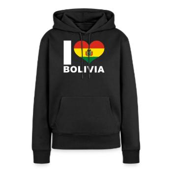 Ich liebe Bolivien Herz Flagge Bolivien - Frauen Premium Bio Hoodie - Schwarz - Vorne - Julia (174cm)