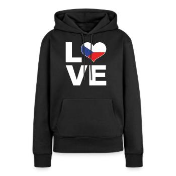 J’aime République tchèque Heart Flag République tchèque - Sweat à capuche Premium bio Femme - noir - Devant - Julia (174cm)
