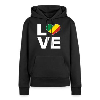 Ich liebe Kongo Herz Flagge Kongo - Frauen Premium Bio Hoodie - Schwarz - Vorne - Julia (174cm)