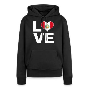 J’aime le pérou drapeau du cœur Pérou - Sweat à capuche Premium bio Femme - noir - Devant - Julia (174cm)