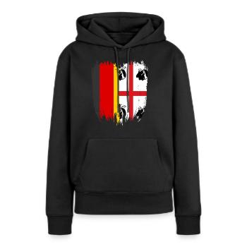 Sardaigne Drapeau sarde Sardaigne Sardaigne - Sweat à capuche Premium bio Femme - noir - Devant - Julia (174cm)
