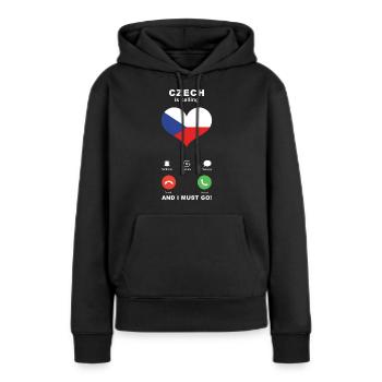 Tschechien is calling Tschechien Herz Souvenir - Frauen Premium Bio Hoodie - Schwarz - Vorne - Julia (174cm)