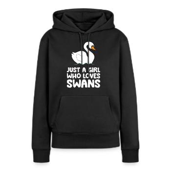 Juste une fille qui aime les cygnes - Sweat à capuche Premium bio Femme - noir - Devant - Julia (174cm)