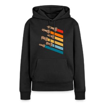 Pièces d’échecs Couleurs vintage - Sweat à capuche Premium bio Femme - noir - Devant - Julia (174cm)