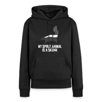 Mon animal d’âme est une mouffette - Sweat à capuche Premium bio Femme - noir - Devant - Julia (174cm)