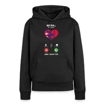 Le Népal appelle Nepal Heart Souvenir - Sweat à capuche Premium bio Femme - noir - Devant - Julia (174cm)