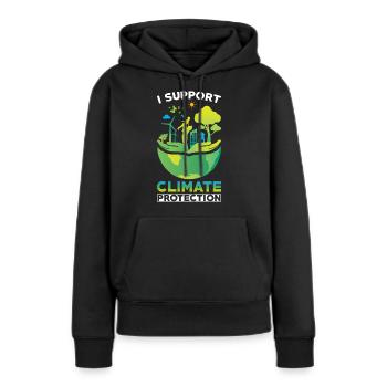Protection du climat Soutien à la protection du climat - Sweat à capuche Premium bio Femme - noir - Devant - Julia (174cm)