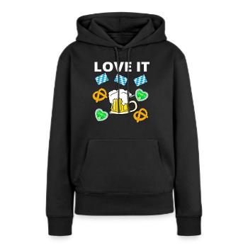 Dirndl Lustiger Spruch T-Shirt Lederhose Bussi - Frauen Premium Bio Hoodie - Schwarz - Vorne - Julia (174cm)