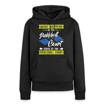Pickleball Ce qui se passe au - Sweat à capuche Premium bio Femme - noir - Devant - Julia (174cm)