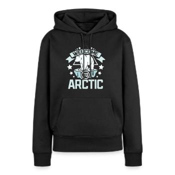 Bienvenue dans l’Arctique - Sweat à capuche Premium bio Femme - noir - Devant - Julia (174cm)