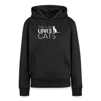 Dicton de chat fille - Sweat à capuche Premium bio Femme - noir - Devant - Julia (174cm)