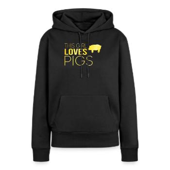 Dicton de cochon fille - Sweat à capuche Premium bio Femme - noir - Devant - Julia (174cm)