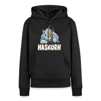 Naskorn Nashorn mit Korn - Frauen Premium Bio Hoodie - Schwarz - Vorne - Julia (174cm)
